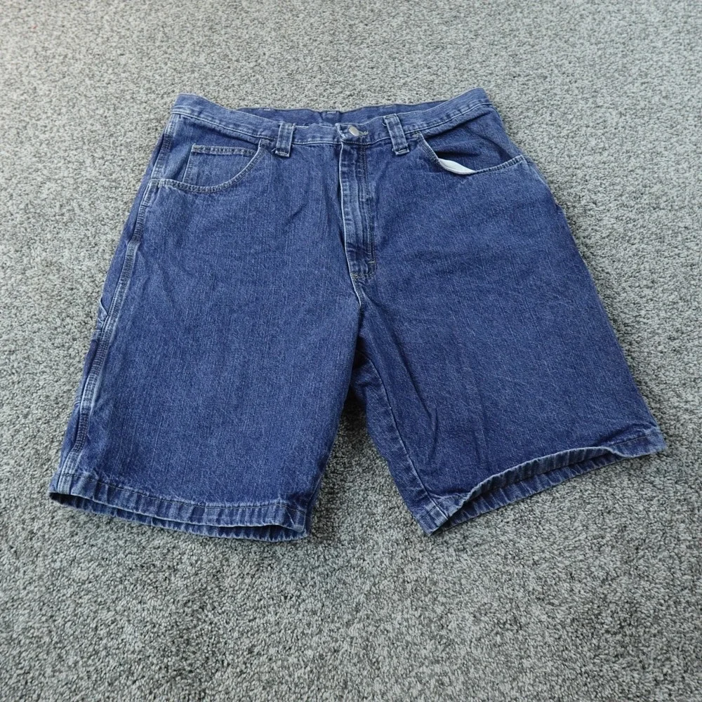 Wrangler Shorts Mens 36 Dark Blue Denim Jean Jorts Carpenter Work‎ Utility Cargo